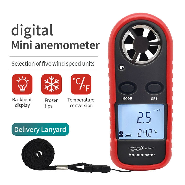 Anemómetro Termómetro Electrónico Digital Wintact WT816, WT816