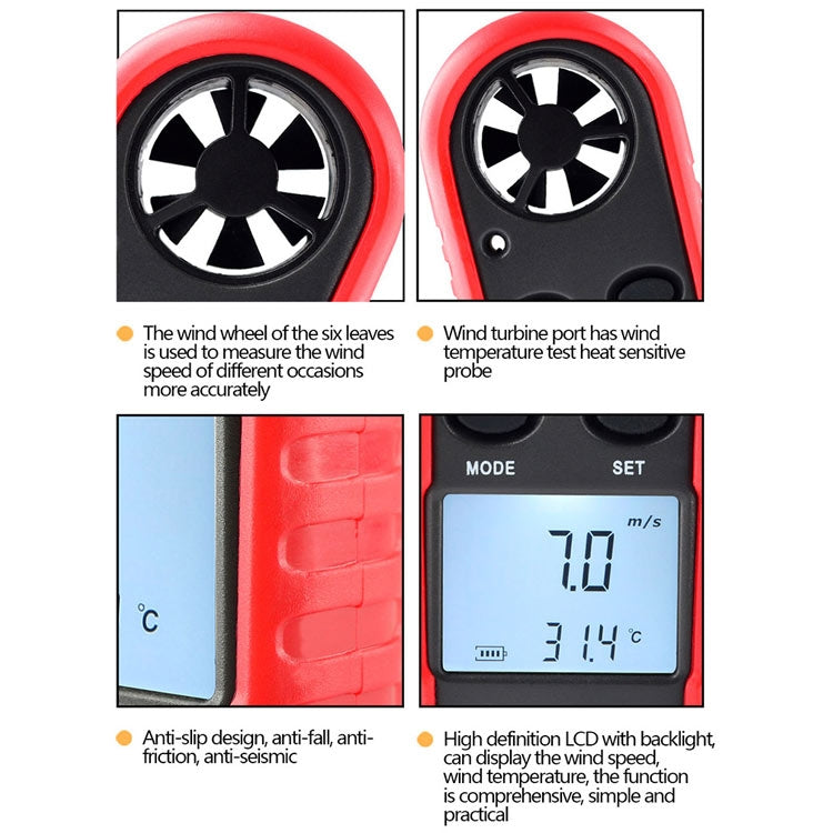 Anemómetro Termómetro Electrónico Digital Wintact WT816, WT816