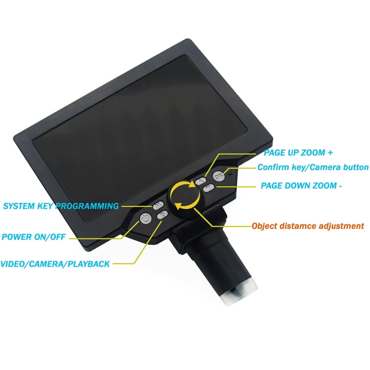 G1200 Microscopio de escritorio digital electrónico portátil con pantalla LCD de 7 pulgadas 1200X, enchufe para Reino Unido, No Battery AU Plug, No Battery EU Plug, No Battery UK Plug, No Battery US Plug
