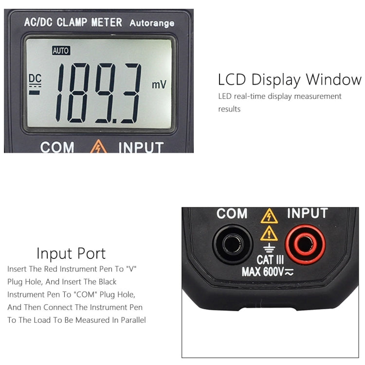 Pinza amperimétrica BSIDE ACM03 Plus 400A CA/CC, BSIDE ACM03
