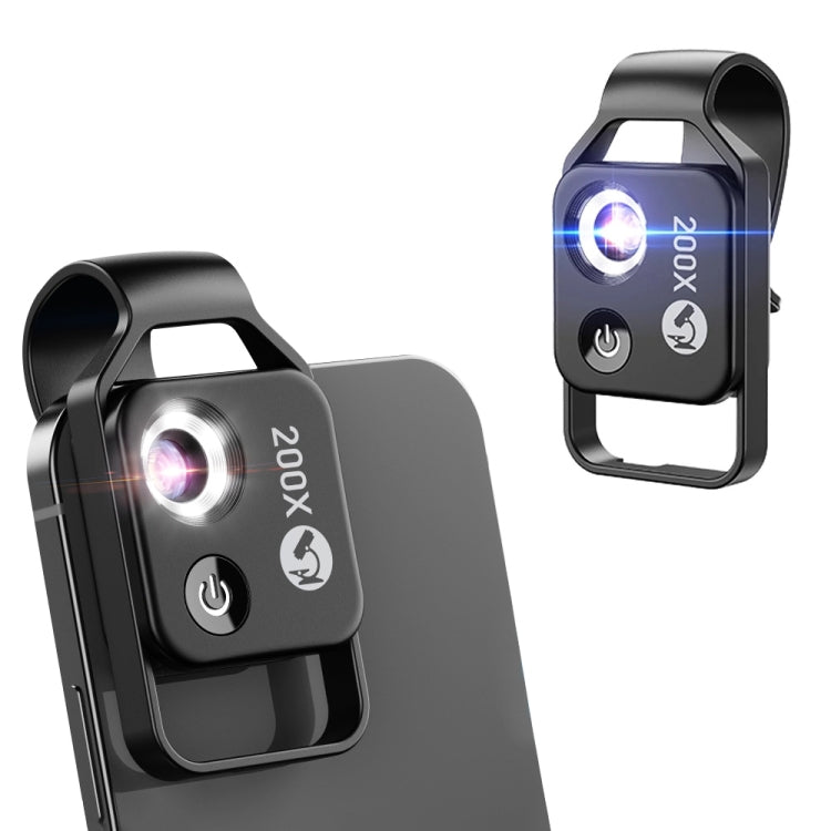 APEXEL APL-MS002BK 200X HD Microscopio portátil universal para teléfono móvil con luz LED, APL-MS002BK