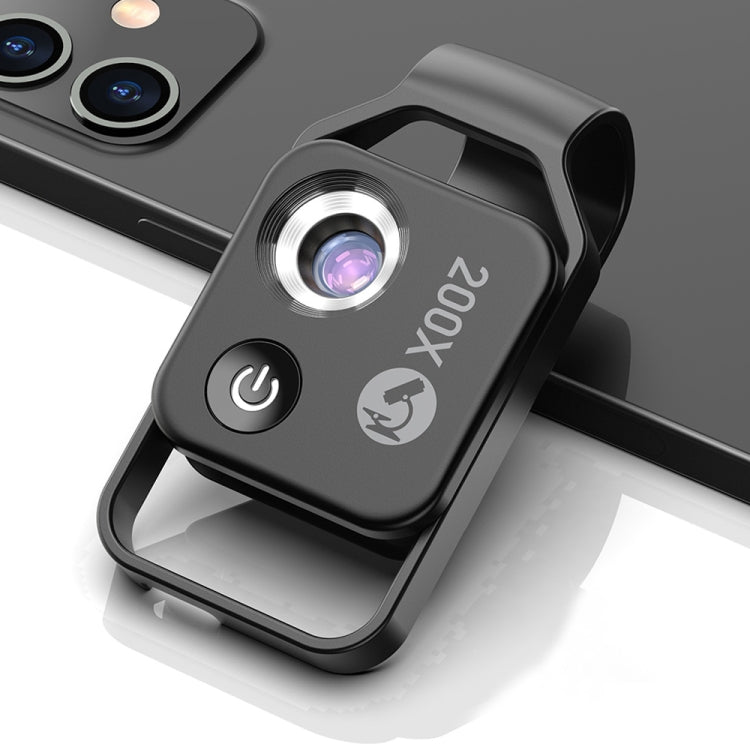 APEXEL APL-MS002BK 200X HD Microscopio portátil universal para teléfono móvil con luz LED, APL-MS002BK