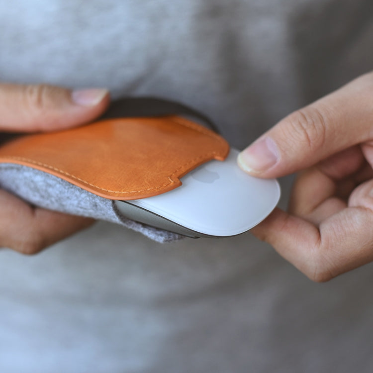 Bolsa de almacenamiento de ratón de fieltro de piel de cuero PU elástico de estilo europeo para Apple Magic Mouse 2, European Style
