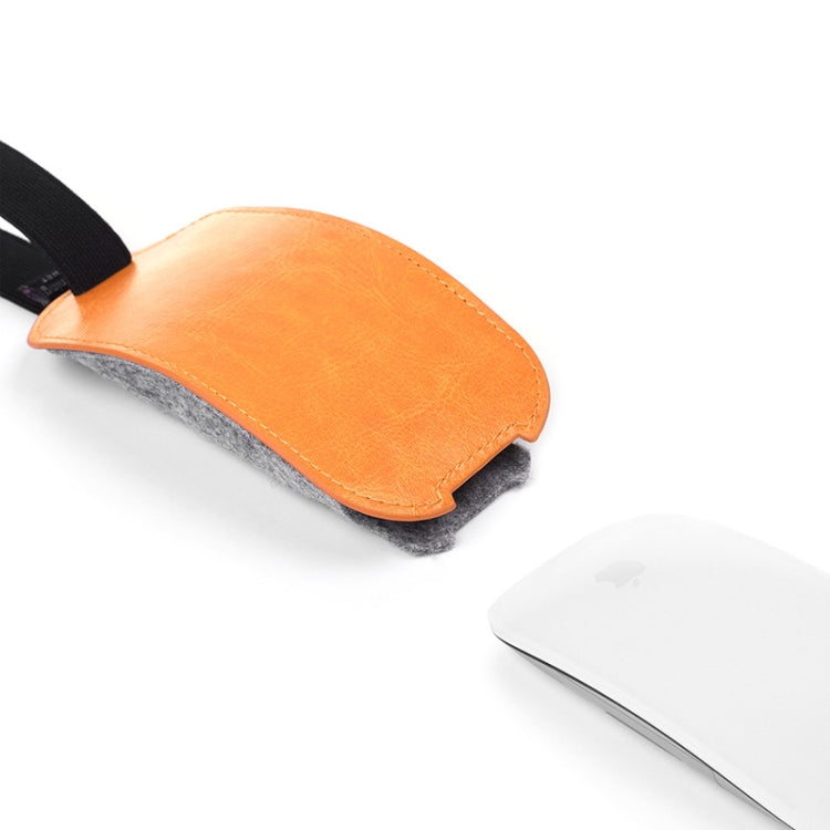 Bolsa de almacenamiento de ratón de fieltro de piel de cuero PU elástico de estilo europeo para Apple Magic Mouse 2, European Style