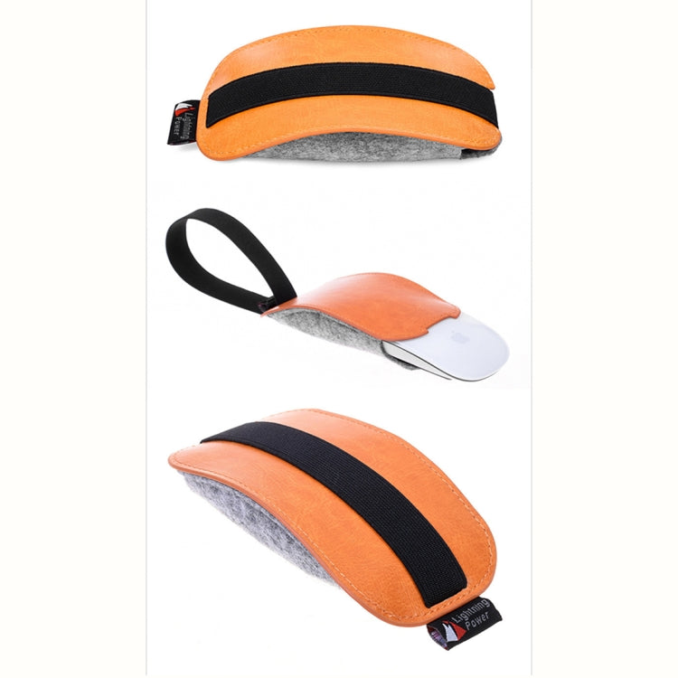 Bolsa de almacenamiento de ratón de fieltro de piel de cuero PU elástico de estilo europeo para Apple Magic Mouse 2, European Style