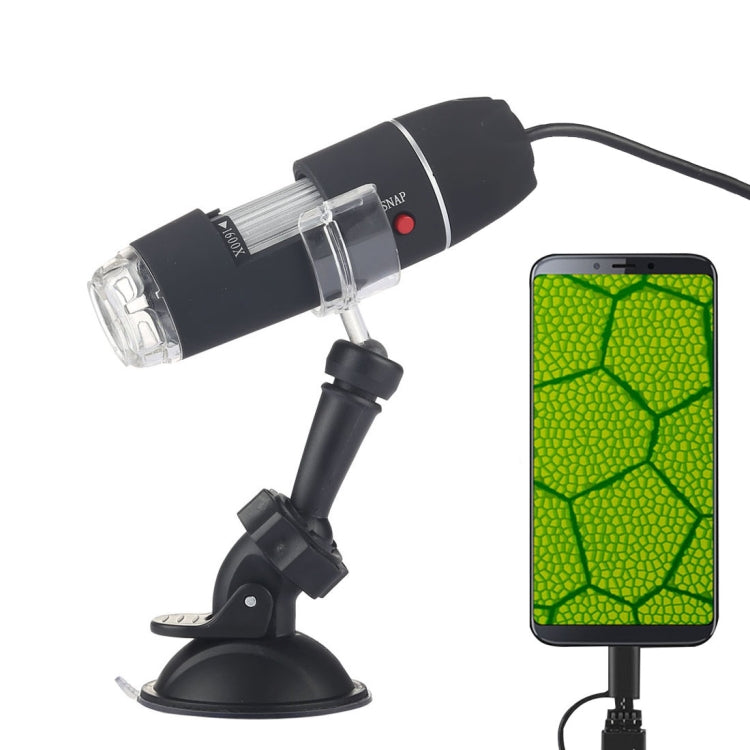 Lupa 1600X Sensor de imagen HD 0.3MP Microscopio digital USB 2 en 1 con 8 LED y soporte profesional, 1600X