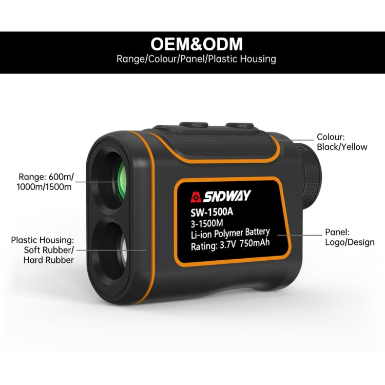 SNDWAY SW1000A Telescopio portátil impermeable para exteriores, telémetro, medidor de distancia, 1000 m, 1000m