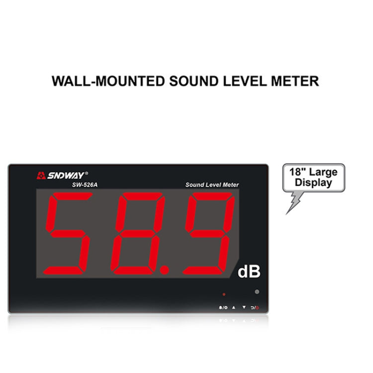 Probador de ruido del medidor de nivel de sonido DB montado en la pared SNDWAY SW526A con pantalla grande de 18 pulgadas, SW526A