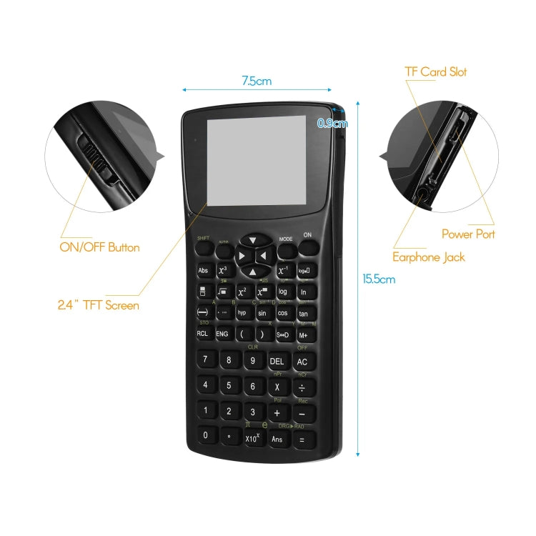 Calculadora de libros electrónicos con pantalla de 2,4 pulgadas antiespionaje, compatible con grabación de sonido, radio, reproducción de música y video, Anti-peeping Scientific Calculator