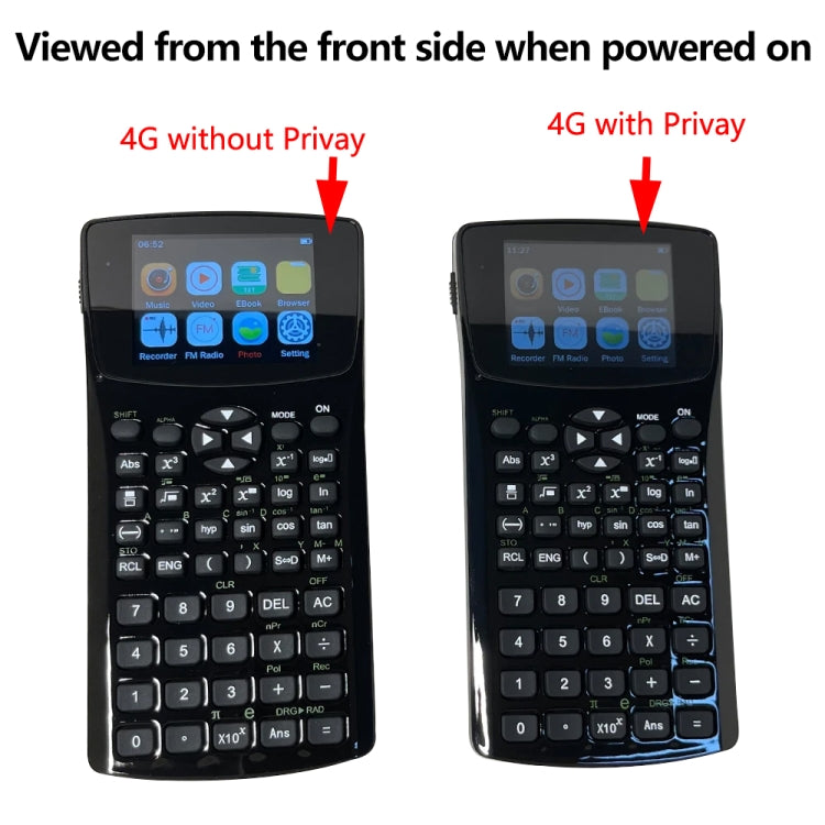 Calculadora de libros electrónicos con pantalla de 2,4 pulgadas antiespionaje, compatible con grabación de sonido, radio, reproducción de música y video, Anti-peeping Scientific Calculator