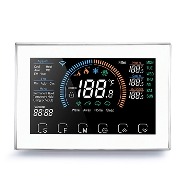 BHP-8000-WIFI-W 3H2C Bomba de calor para el hogar inteligente Termostato de carcasa de espejo redondo para habitación con WiFi, CA 24 V, with WiFi