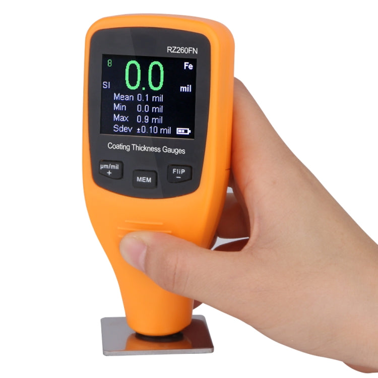 RZ260FN Herramientas de medidor de espesor de pintura de recubrimiento ultrasónico con pantalla LCD 2 en 1 ferrosos y no ferrosos