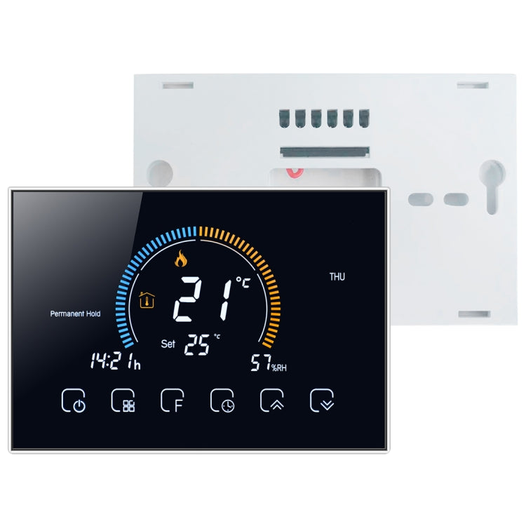 BHT-8000-GCLW Control de calefacción de caldera de agua/gas Ahorro de energía y respetuoso con el medio ambiente Pantalla negativa para el hogar inteligente Pantalla LCD Termostato de ambiente redondo con WiFi, with WiFi Black, with WiFi White