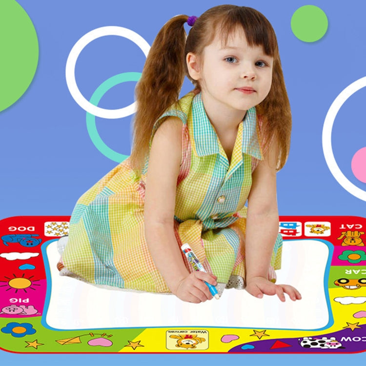 Tapete para dibujar con agua Magic Doodle del color del arco iris para niños con 2 bolígrafos, tamaño: 80 cm x 60 cm, Size: 80cm x 60cm