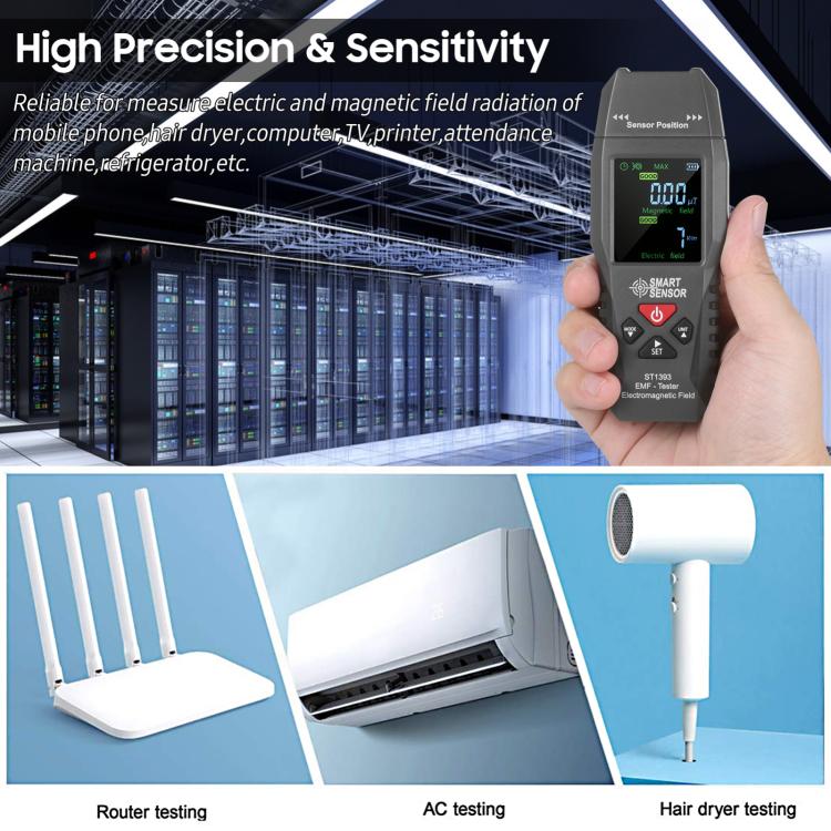 Detector de radiación electromagnética portátil SmartSensor ST1393, SmartSensor ST1393