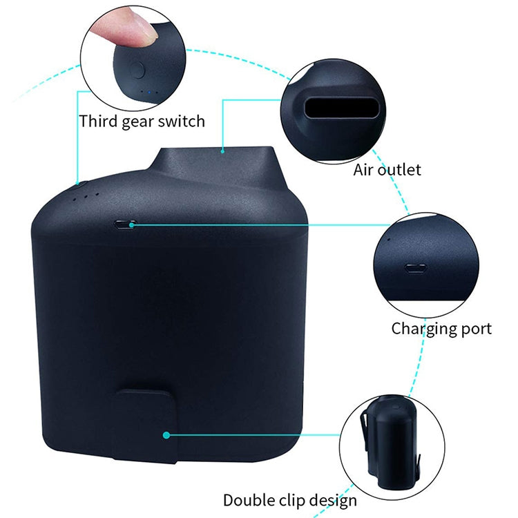 Ventilador USB de cintura colgante creativo portátil con tres velocidades de viento ajustables, Black, Grey