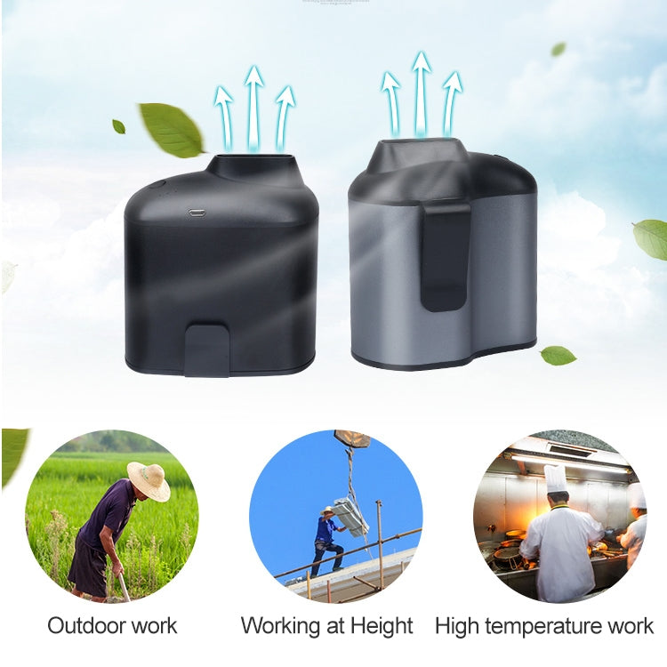 Ventilador USB de cintura colgante creativo portátil con tres velocidades de viento ajustables, Black, Grey