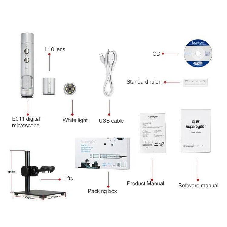 Supereyes B011 HD microscopio electrónico Digital lupa Industrial para reparación de teléfonos móviles, B011
