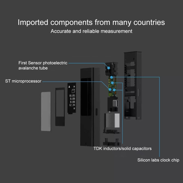 Telémetro láser infrarrojo de alta precisión con pantalla táctil Original Xiaomi Youpin DUKA LS5