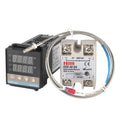 Termostato REX-C100 + termopar + Kit de control de temperatura inteligente del módulo de estado sólido SSR-25 DA, 25DA