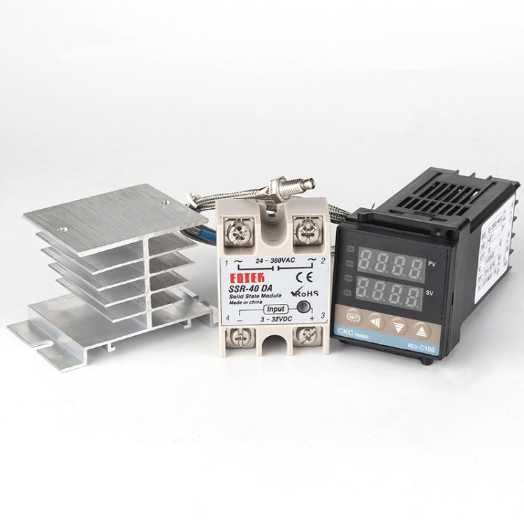 Termostato REX-C100 de 6600W + disipador de calor + termopar + módulo de estado sólido SSR-60 DA Kit de Control de temperatura inteligente, 60DA