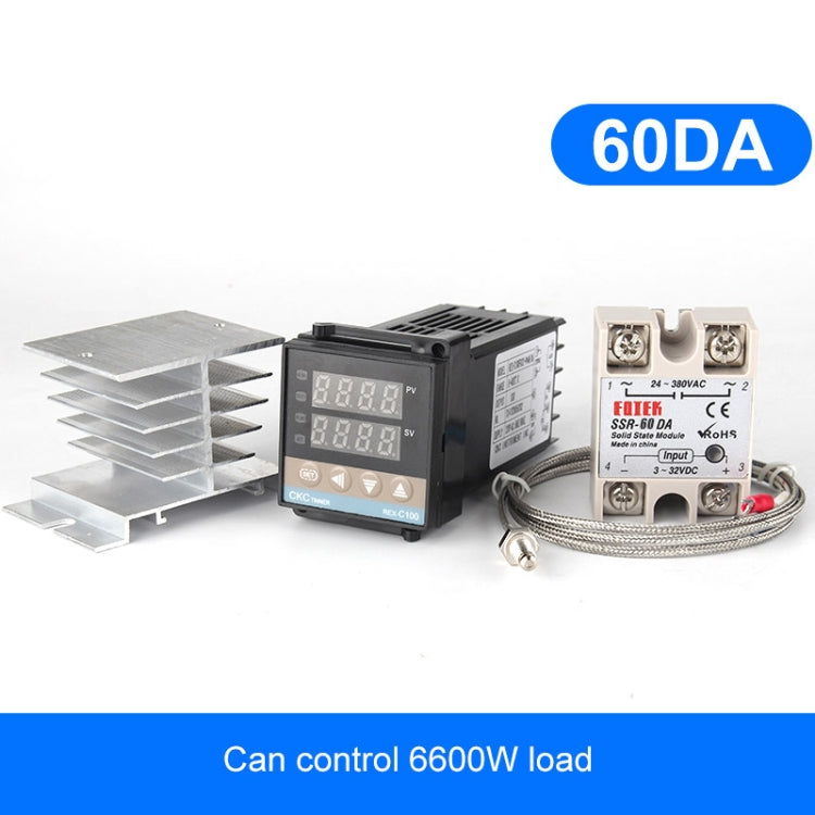 Termostato REX-C100 de 6600W + disipador de calor + termopar + módulo de estado sólido SSR-60 DA Kit de Control de temperatura inteligente, 60DA