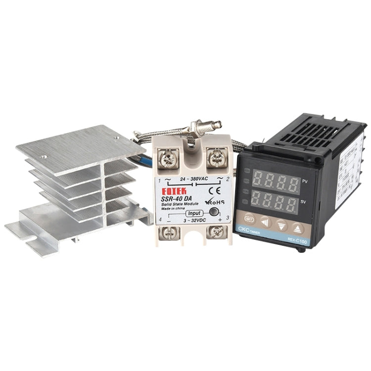 Termostato REX-C100 de 11000W + disipador de calor + termopar + módulo de estado sólido SSR-100 DA Kit de Control de temperatura inteligente, 100DA