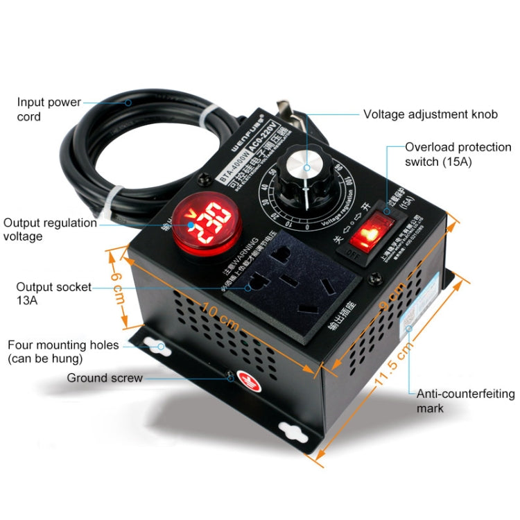 Controlador de velocidad de ventilador de CA monofásico DADR-4000W, enchufe CN