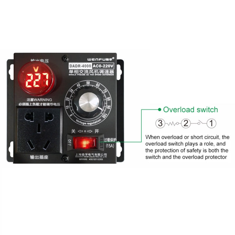 Controlador de velocidad de ventilador de CA monofásico DADR-4000W, enchufe CN