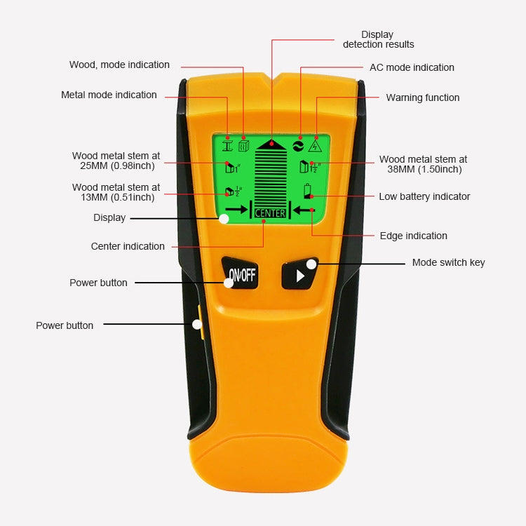 TH210 Detector de Metales de Pared 3 en 1 para Voltaje y Cable con Función de Detección de Metales, TH210