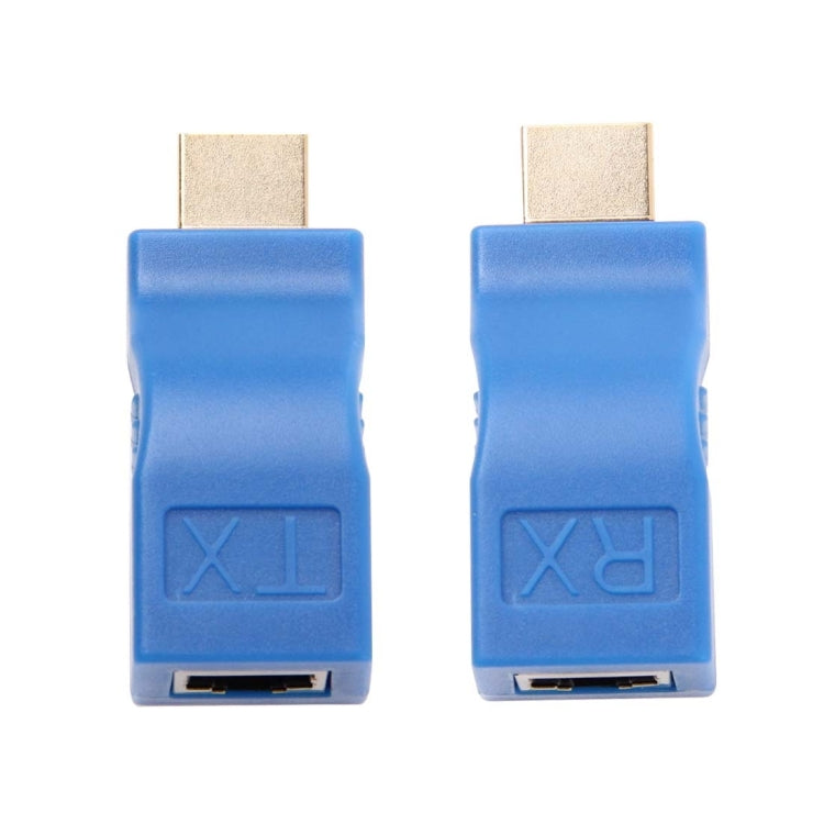 Adaptador extensor HDMI a RJ45 (receptor y transmisor) mediante cable Cat-5e/6, distancia de transmisión: 30 m, Single RJ45 Blue