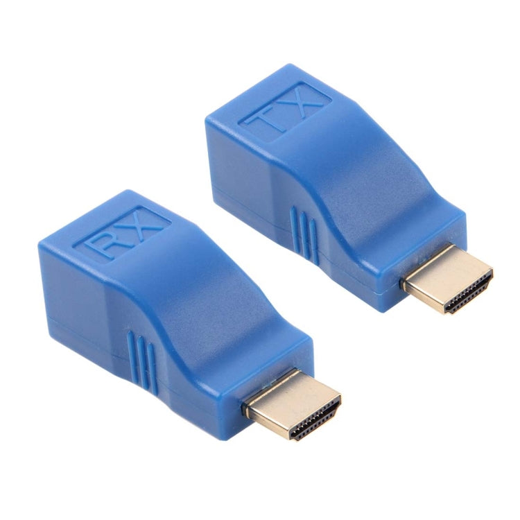 Adaptador extensor HDMI a RJ45 (receptor y transmisor) mediante cable Cat-5e/6, distancia de transmisión: 30 m, Single RJ45 Blue
