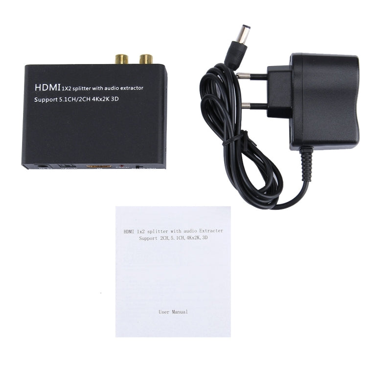 Divisor HDMI 1x2 con extractor de audio, compatible con 5.1CH/2CH, 4Kx2K, 3D, 4Kx2K with Audio Extractor