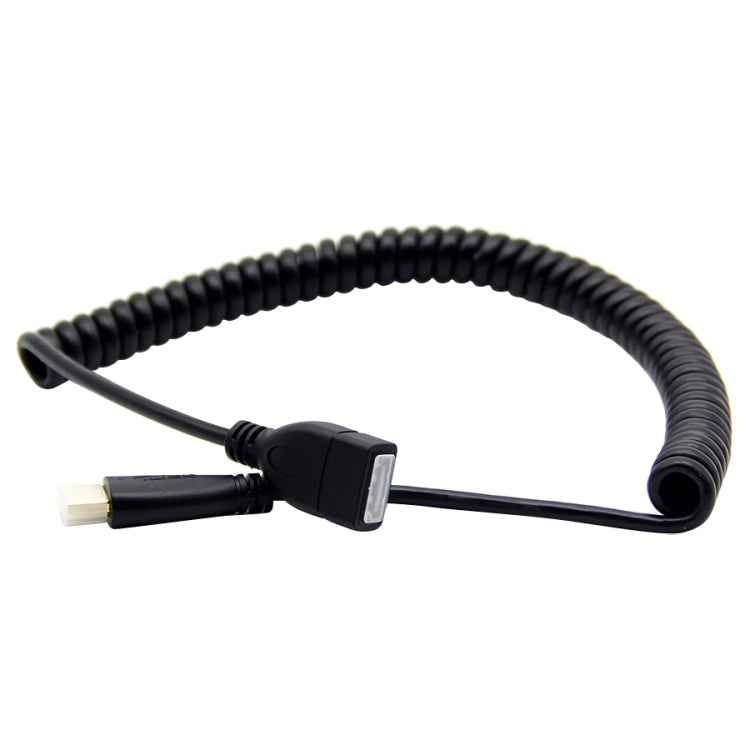 Cable adaptador en espiral retráctil HDMI de 19 pines macho a HDMI de 19 pines hembra, el cable en espiral se estira hasta 1,5 m, HDMI AM to AF