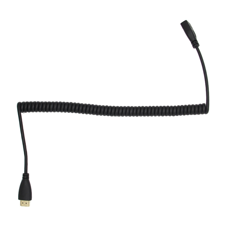 Cable adaptador en espiral retráctil HDMI de 19 pines macho a HDMI de 19 pines hembra, el cable en espiral se estira hasta 1,5 m, HDMI AM to AF
