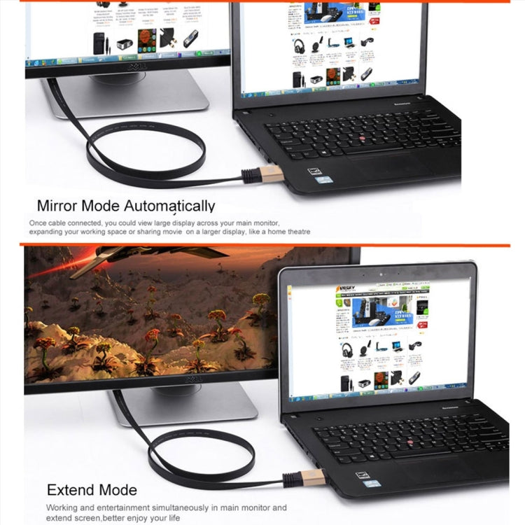 1m HDMI 2.0 (4K) 30AWG Alta velocidad 18Gbps Conectores chapados en oro HDMI macho a HDMI macho Cable plano, Length: 1m