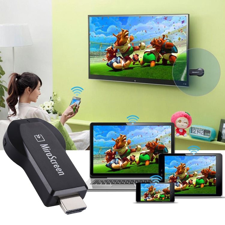 MiraScreen WiFi Display Dongle / Miracast Airplay DLNA Display Receiver Dongle Dispositivo de pantalla de espejo inalámbrico con cable USB 2 en 1