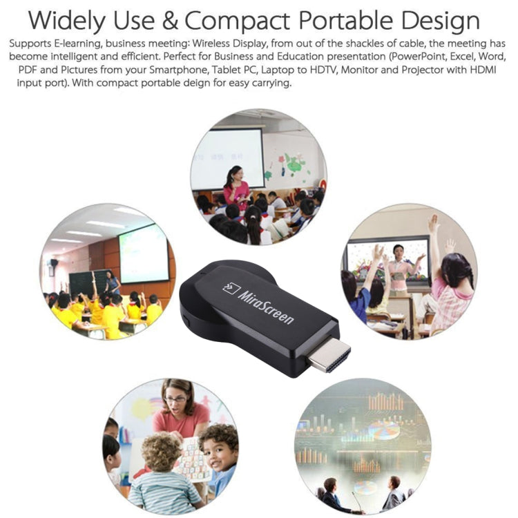 MiraScreen WiFi Display Dongle / Miracast Airplay DLNA Display Receiver Dongle Dispositivo de pantalla de espejo inalámbrico con cable USB 2 en 1
