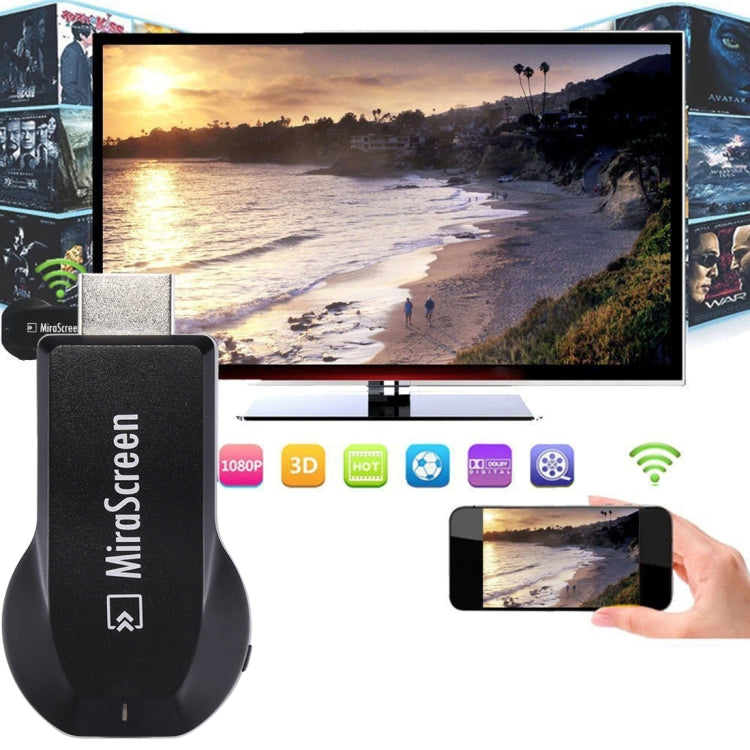 MiraScreen WiFi Display Dongle / Miracast Airplay DLNA Display Receiver Dongle Dispositivo de pantalla de espejo inalámbrico con cable USB 2 en 1