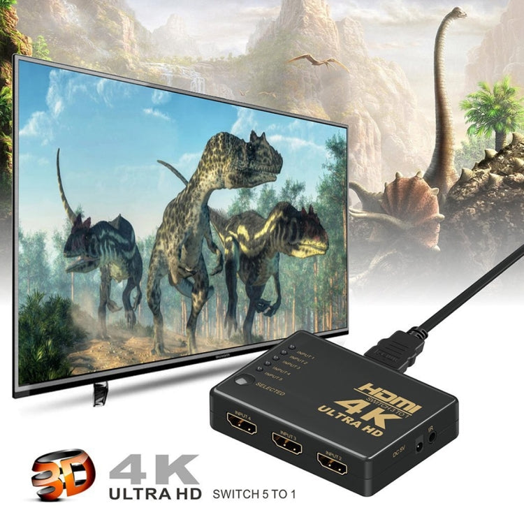 ZMT-968885 Conmutador HDMI 5 en 1 salida 4K*2K HD Conmutador de vídeo con control remoto, 5 into 1 out