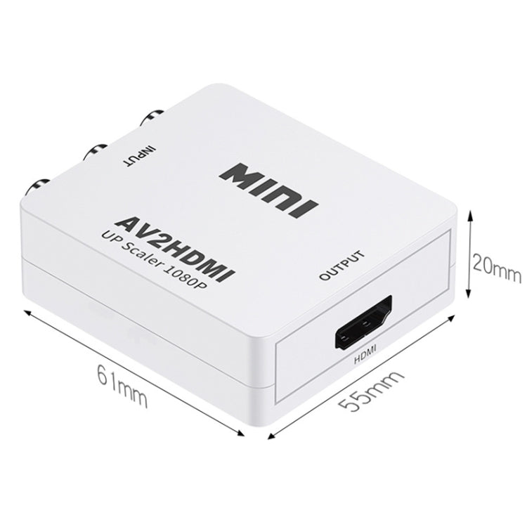 HOWEI HW-2105 Mini AV CVBS/L+R Adaptador convertidor de audio a HDMI, escalador de soporte 1080P, HW-2105 AV to HDMI
