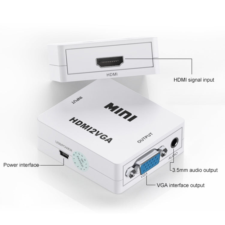 HOWEI HW-2109 Convertidor de audio y vídeo Mini HDMI a VGA