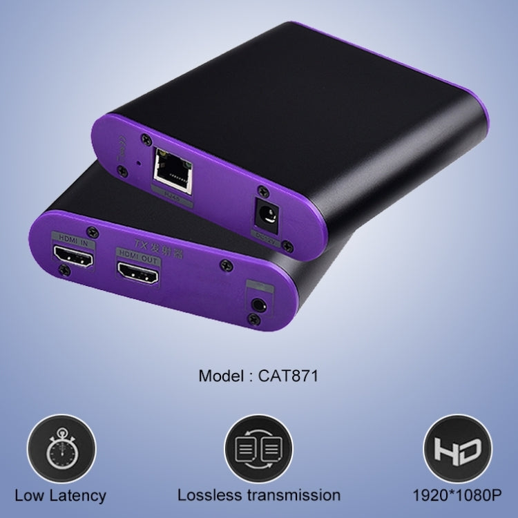 Extensor HDMI CAT871 (receptor y remitente) sobre cable CAT5e/CAT6 con IR, distancia de transmisión: 120 m, CAT871