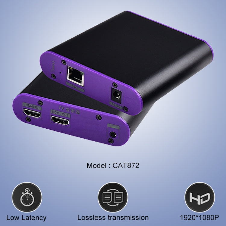 Extensor HDMI CAT872 (receptor y remitente) sobre cable CAT5e/CAT6, distancia de transmisión: 200 m, CAT872