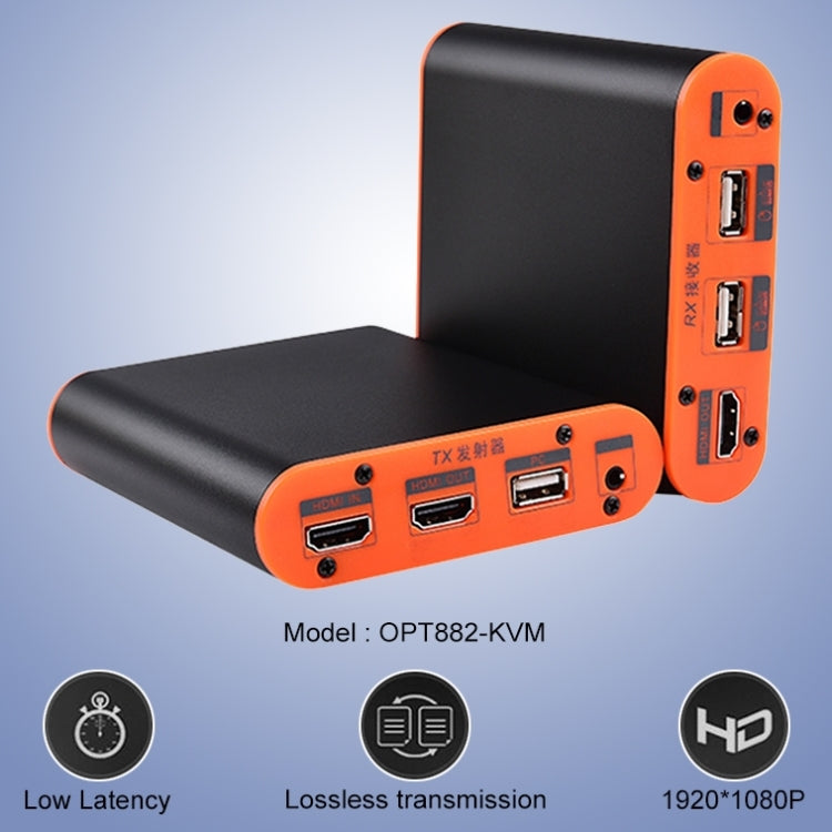 OPT882-KVM Extensor HDMI (receptor y remitente) Extensor de fibra óptica con puerto USB y función KVM, distancia de transmisión: 20 KM, OPT882-KVM