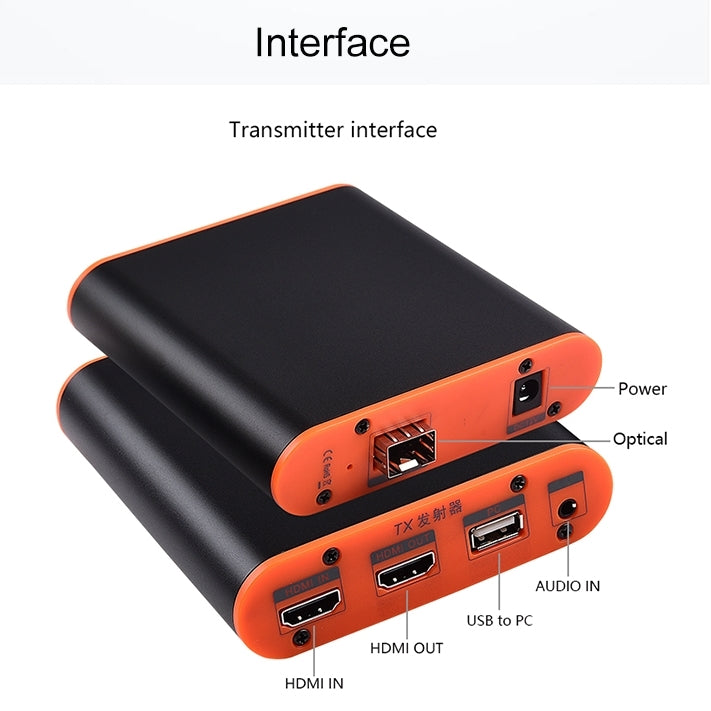 OPT882-KVM Extensor HDMI (receptor y remitente) Extensor de fibra óptica con puerto USB y función KVM, distancia de transmisión: 20 KM, OPT882-KVM
