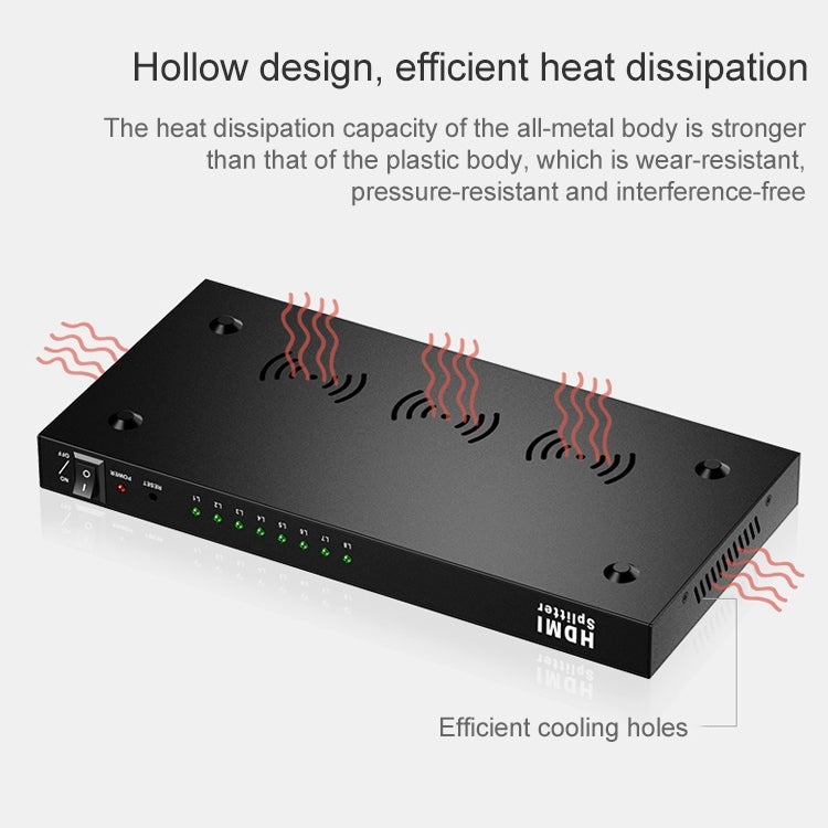 1 x 8 divisor HDMI Full HD 1080P con interruptor, compatible con 3D y 4K x 2K