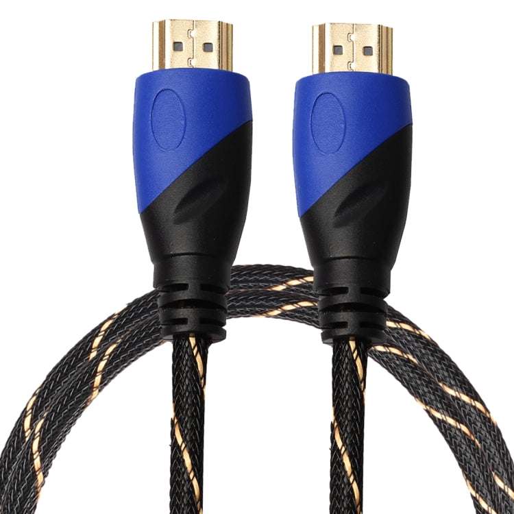 1m HDMI 1,4 versión 1080P línea de red tejida azul negro cabeza HDMI macho a HDMI macho Audio Video Cable adaptador de conector, Length: 1m