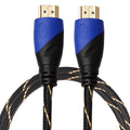 1m HDMI 1,4 versión 1080P línea de red tejida azul negro cabeza HDMI macho a HDMI macho Audio Video Cable adaptador de conector, Length: 1m