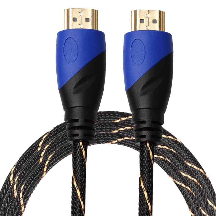 1,8 m HDMI 1,4 versión 1080P línea de red tejida azul negro cabeza HDMI macho a HDMI macho Cable adaptador de conector de Audio y vídeo, Length: 1.8m